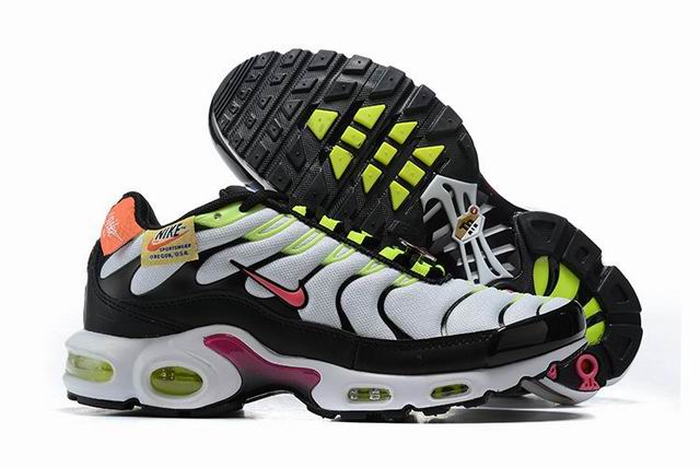 Nike Air Max Plus Tn Men's Running Shoes White Black Green-22 - Click Image to Close